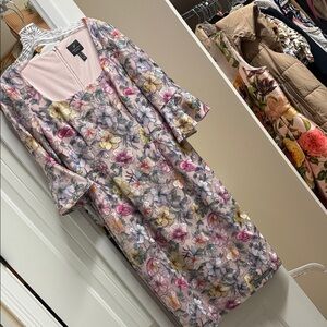 Adrianna Papell Multicolor Floral Long Sleeve Dress
